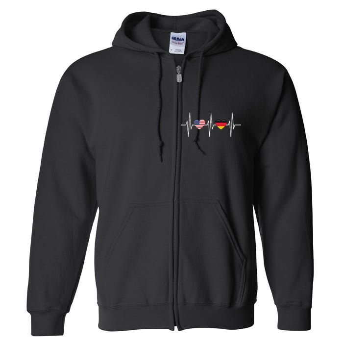 USA Germany Shirts Heartbeat America German Flag Heart Full Zip Hoodie