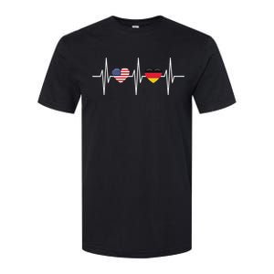 USA Germany Shirts Heartbeat America German Flag Heart Softstyle CVC T-Shirt