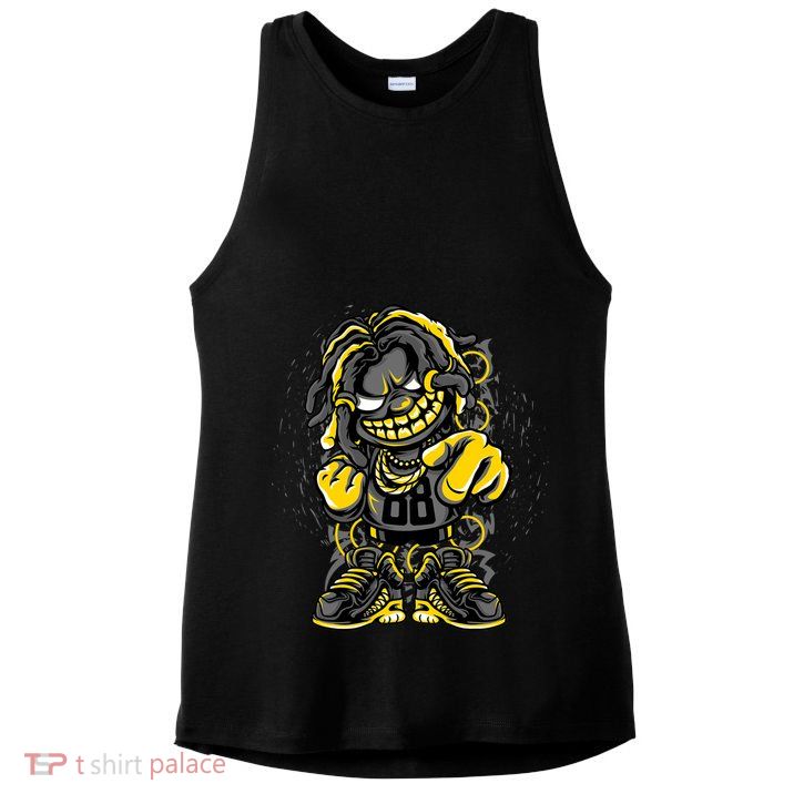 Urban Graffiti Style Street Dude Cool Hip Hop Street Art Ladies PosiCharge Tri-Blend Wicking Tank