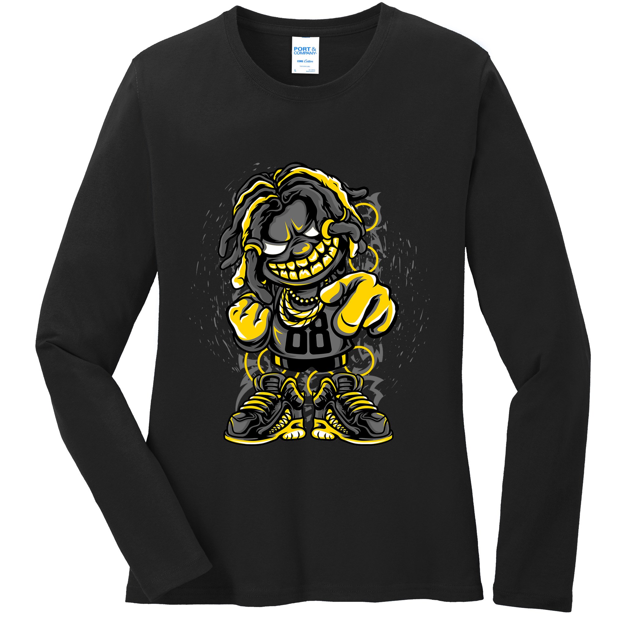 Urban Graffiti Style Street Dude Cool Hip Hop Street Art Ladies Long Sleeve Shirt