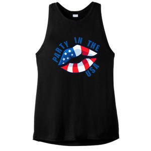 USA Graphic Tee Party in the USA Ladies PosiCharge Tri-Blend Wicking Tank