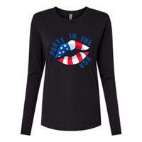 USA Graphic Tee Party in the USA Womens Cotton Relaxed Long Sleeve T-Shirt