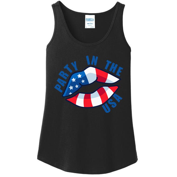 USA Graphic Tee Party in the USA Ladies Essential Tank