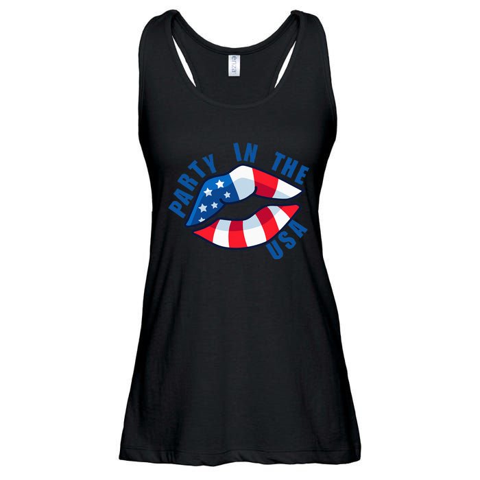 USA Graphic Tee Party in the USA Ladies Essential Flowy Tank