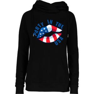 USA Graphic Tee Party in the USA Womens Funnel Neck Pullover Hood