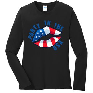 USA Graphic Tee Party in the USA Ladies Long Sleeve Shirt