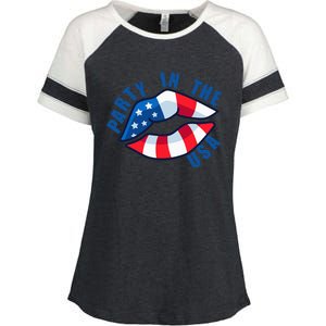 USA Graphic Tee Party in the USA Enza Ladies Jersey Colorblock Tee