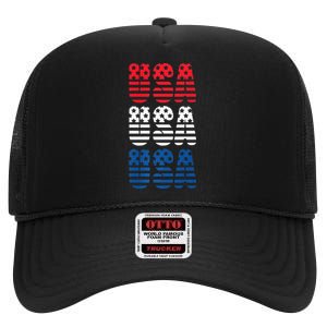 USA Graphic Tee Premium High Crown Mesh Back Trucker Hat