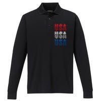 USA Graphic Tee Premium Performance Long Sleeve Polo