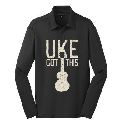 Uke Got This Funny Pun Ukulele Club Silk Touch Performance Long Sleeve Polo