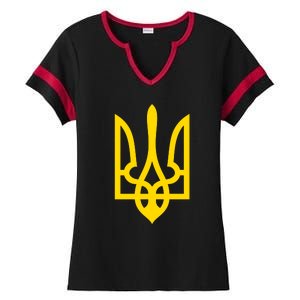 Ukraine Golden Trident Stand With Ukraine Pride Ladies Halftime Notch Neck Tee