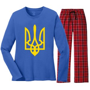 Ukraine Golden Trident Stand With Ukraine Pride Women's Long Sleeve Flannel Pajama Set 