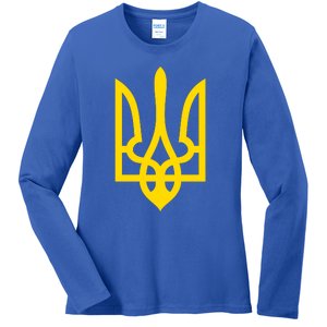 Ukraine Golden Trident Stand With Ukraine Pride Ladies Long Sleeve Shirt