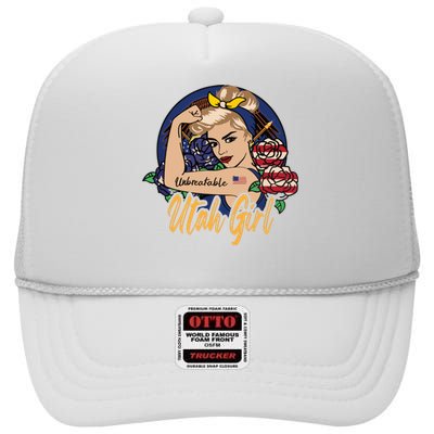 Utah Girl Utah Proud State Flag For Woman High Crown Mesh Back Trucker Hat