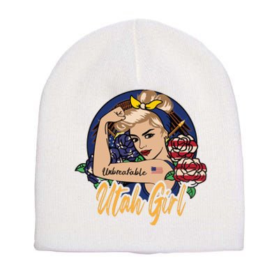 Utah Girl Utah Proud State Flag For Woman Short Acrylic Beanie