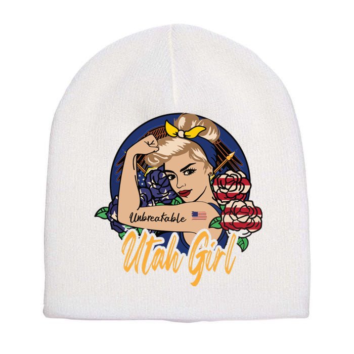 Utah Girl Utah Proud State Flag For Woman Short Acrylic Beanie