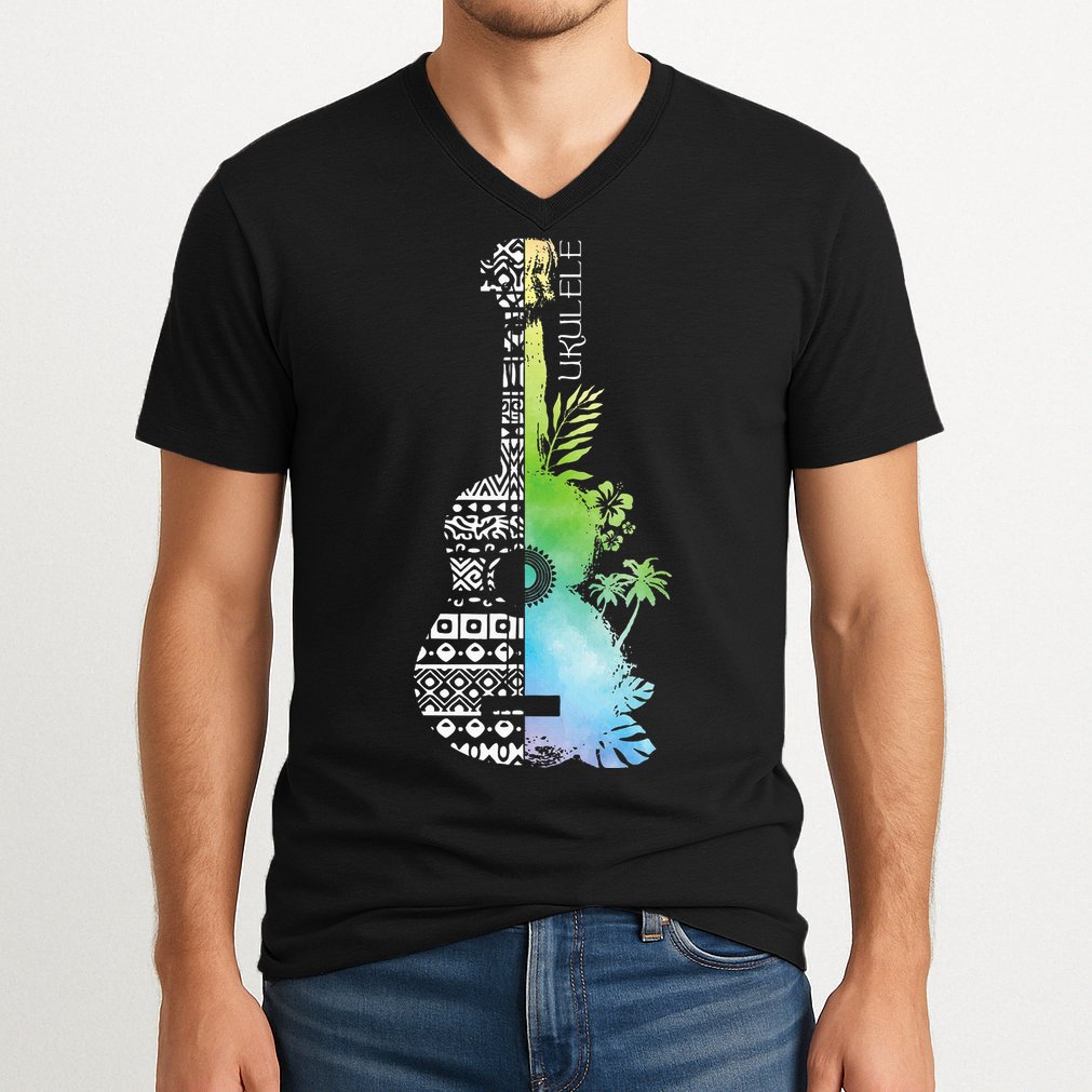Ukulele Guitar Ukulelist Guitarist Musical Instrument V-Neck T-Shirt