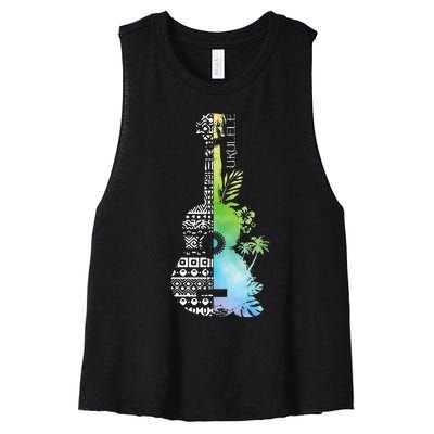 Ukulele Guitar Ukulelist Guitarist Musical Instrument Women's Racerback Cropped Tank