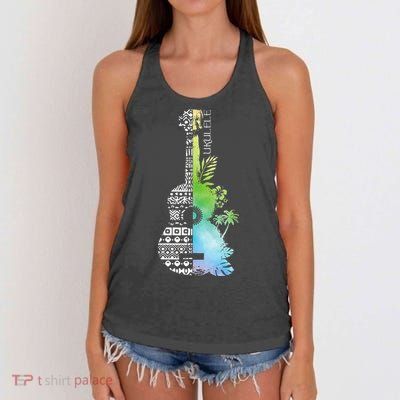 Ukulele Guitar Ukulelist Guitarist Musical Instrument Women's Knotted Racerback Tank