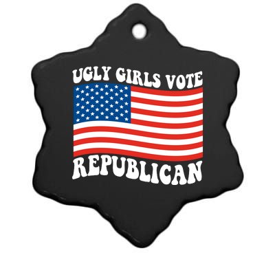 Ugly Girls Vote Republican Usa Flag Ceramic Star Ornament