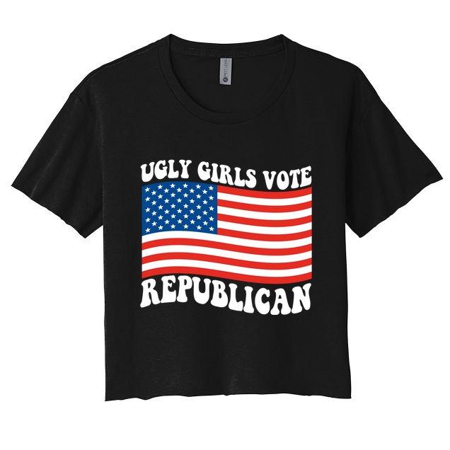 Ugly Girls Vote Republican Usa Flag Crop Top