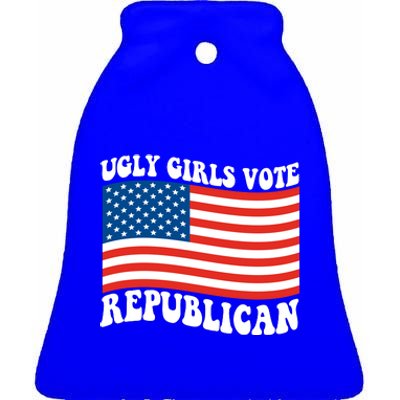 Ugly Girls Vote Republican Usa Flag Ceramic Bell Ornament