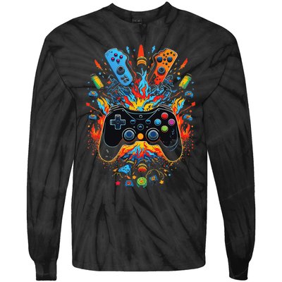 Ultimate Gaming Vibes Level Up Your Style Tie-Dye Long Sleeve Shirt