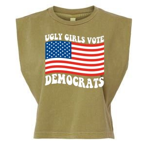 Ugly Girls Vote Democrats Usa Flag Garment-Dyed Women's Muscle Tee