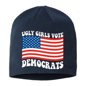 Ugly Girls Vote Democrats Usa Flag Sustainable Beanie