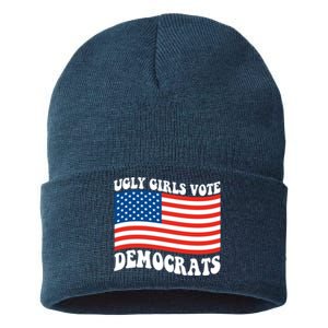 Ugly Girls Vote Democrats Usa Flag Sustainable Knit Beanie