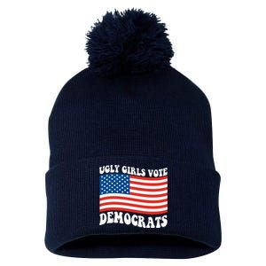 Ugly Girls Vote Democrats Usa Flag Pom Pom 12in Knit Beanie