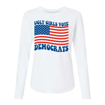 Ugly Girls Vote Democrats Usa Flag Womens Cotton Relaxed Long Sleeve T-Shirt