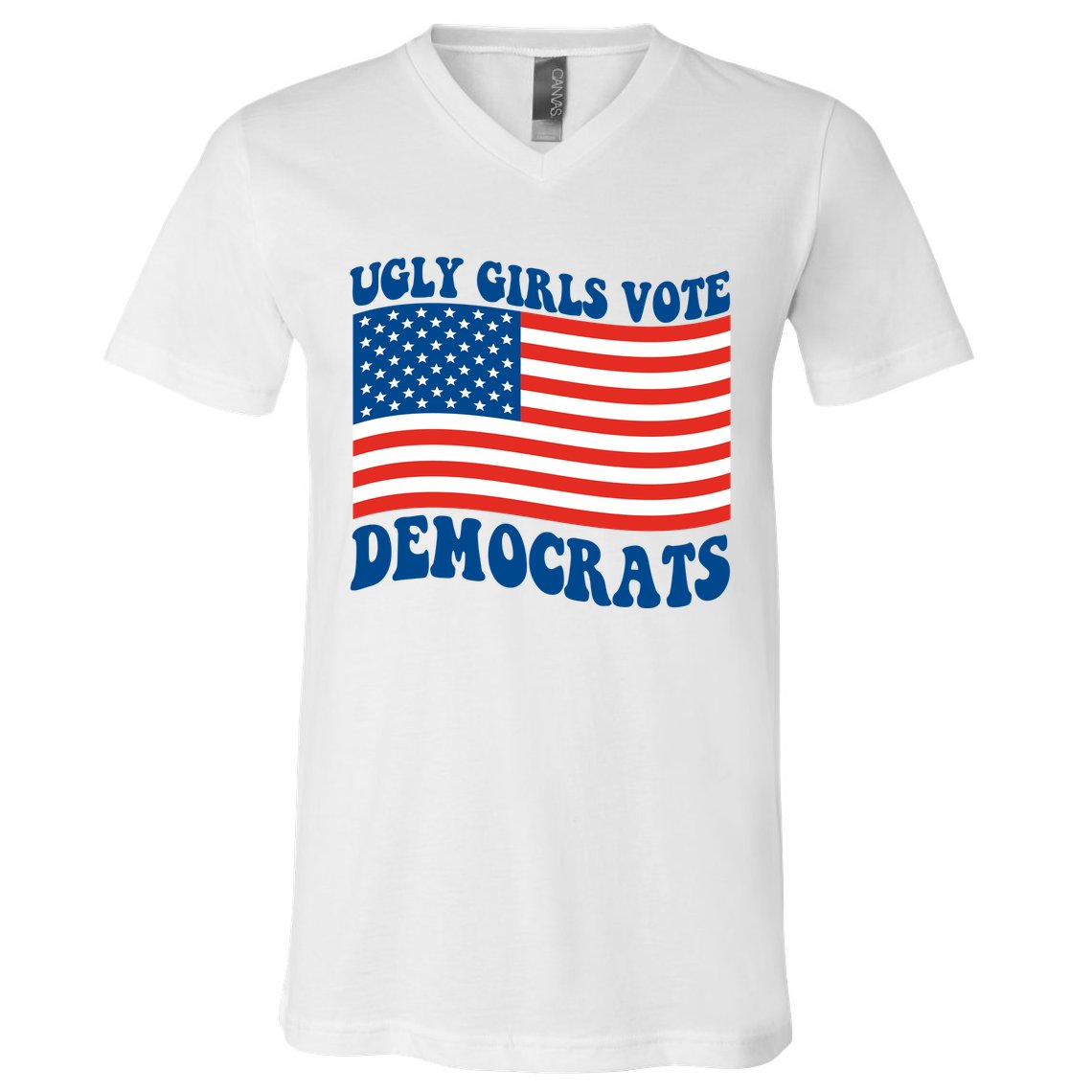 Ugly Girls Vote Democrats Usa Flag V-Neck T-Shirt