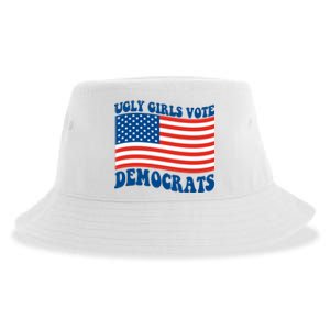 Ugly Girls Vote Democrats Usa Flag Sustainable Bucket Hat