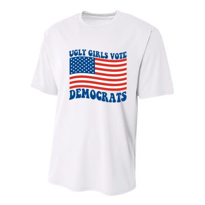 Ugly Girls Vote Democrats Usa Flag Youth Performance Sprint T-Shirt
