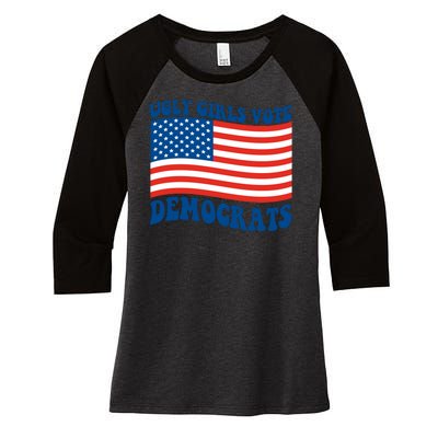 Ugly Girls Vote Democrats Usa Flag Women's Tri-Blend 3/4-Sleeve Raglan Shirt