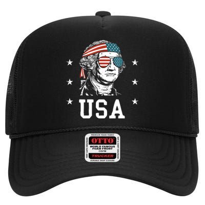 USA Gift Women Men Kids Patriotic American Flag July 4th High Crown Mesh Back Trucker Hat