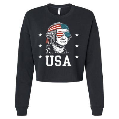 USA Gift Women Men Kids Patriotic American Flag July 4th Cropped Pullover Crew