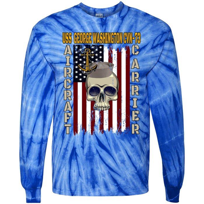 Uss George Washington Cvngift73 Veterans Day Dad Son Gift Tie-Dye Long Sleeve Shirt