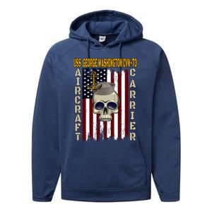 Uss George Washington Cvngift73 Veterans Day Dad Son Gift Performance Fleece Hoodie