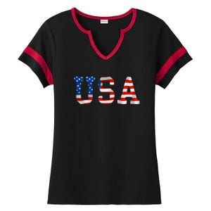 USA Gift Women Men Kids Patriotic American Flag July 4th Ladies Halftime Notch Neck Tee