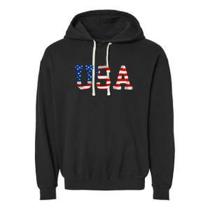 USA Gift Women Men Kids Patriotic American Flag July 4th Garment-Dyed Fleece Hoodie