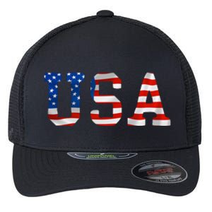 USA Gift Women Men Kids Patriotic American Flag July 4th Flexfit Unipanel Trucker Cap