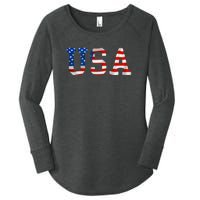 USA Gift Women Men Kids Patriotic American Flag July 4th Women's Perfect Tri Tunic Long Sleeve Shirt