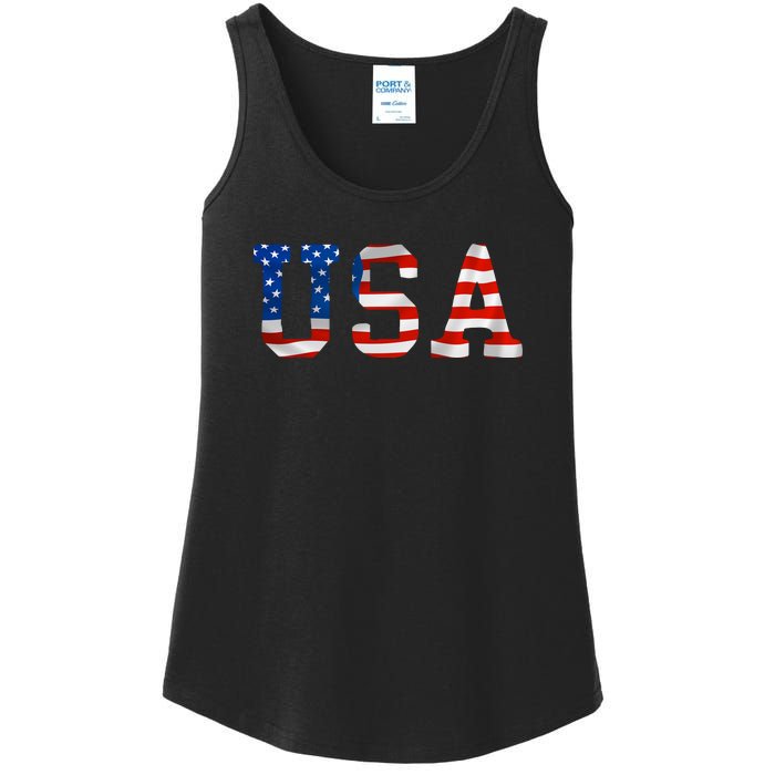 USA Gift Women Men Kids Patriotic American Flag July 4th Ladies Essential Tank