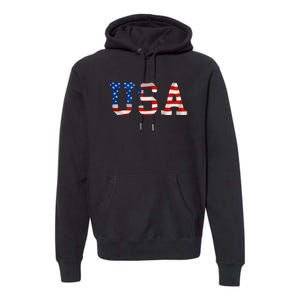 USA Gift Women Men Kids Patriotic American Flag July 4th Premium Hoodie