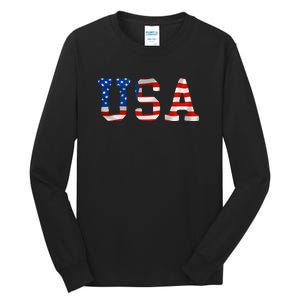 USA Gift Women Men Kids Patriotic American Flag July 4th Tall Long Sleeve T-Shirt