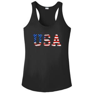 USA Gift Women Men Kids Patriotic American Flag July 4th Ladies PosiCharge Competitor Racerback Tank