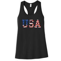 USA Gift Women Men Kids Patriotic American Flag July 4th Women's Racerback Tank