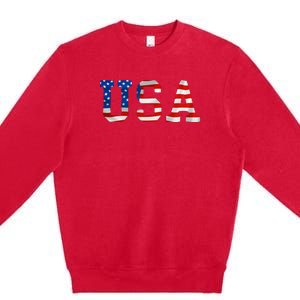 USA Gift Women Men Kids Patriotic American Flag July 4th Premium Crewneck Sweatshirt